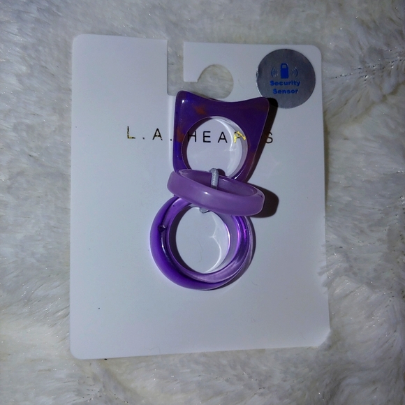 LA Hearts From Pac Sun 3 Purple Ring Matching Combination - Picture 1 of 4